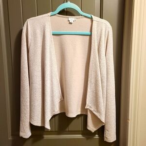Jacqueline de Yong Open Front Shimmer Knit Drape Cardigan Cream Glitter Medium